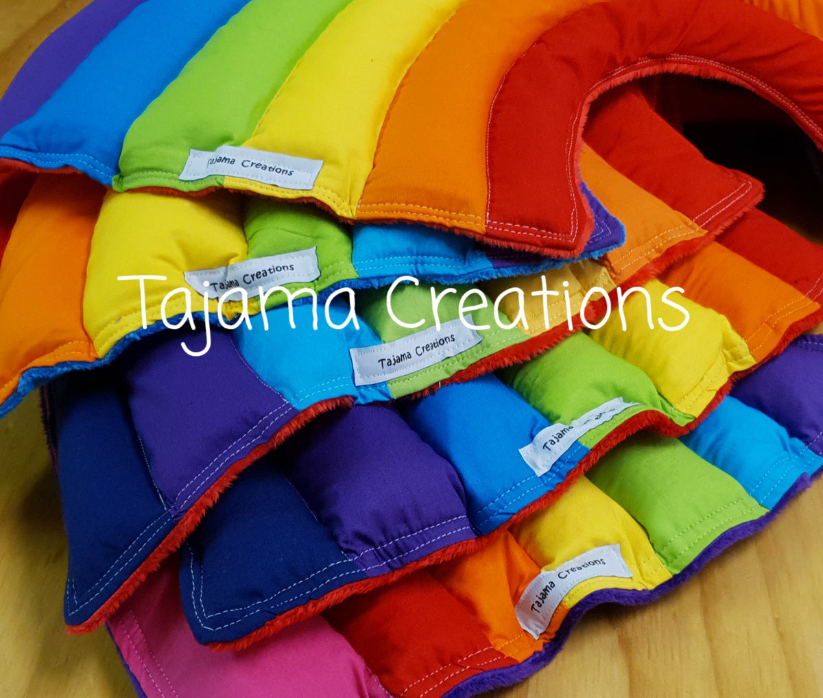 Weighted Rainbow Lap Blanket Neck Wrap Tajama Creations Handmade